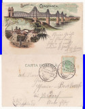 Constanta, Dobrogea - Litografie 1900- Piata Ovidiu. Podul Cernavoda