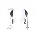 Kit studio doua softboxuri cu soclu pentru 4 becuri fiecare , 8 bec LED 40w, lumina alba