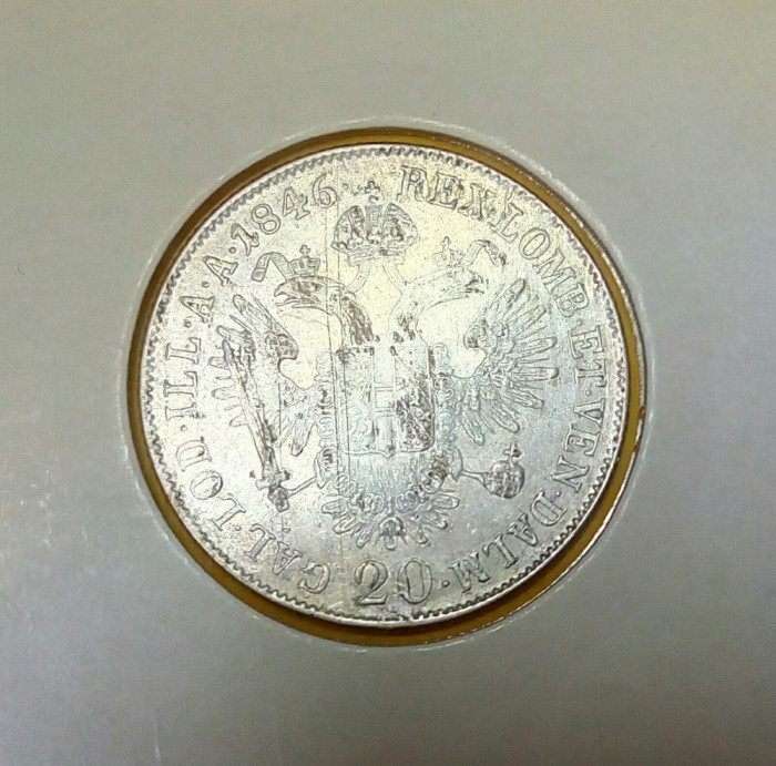 SV * Austria 20 KREUZER 1846 A * ARGINT * &Icirc;mpăratul Ferdinand I - AUNC