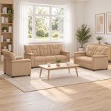 Cumpara ieftin Set de canapea 3 pcs Cappuccino Piele artificiala