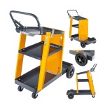 Carucior cu 3 rafturi pentru aparatul de sudura, capacitate maxima 100 kg, 40 x 73 x 85 cm, Powermat