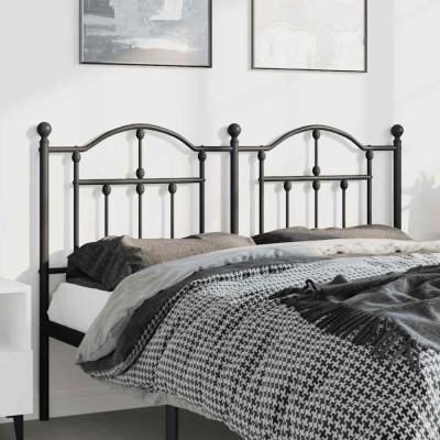 vidaXL Tăblie de pat metalică, negru, 135 cm 353471 foto