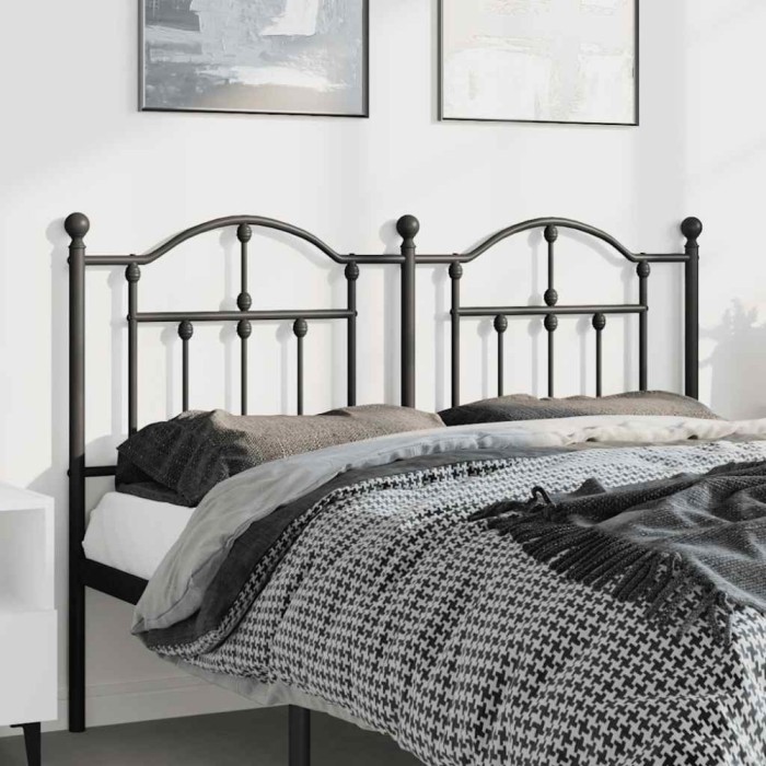 vidaXL Tăblie de pat metalică, negru, 135 cm 353471