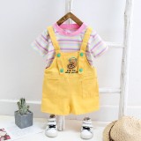 Salopeta galbena cu tricou - Bear (Marime Disponibila: 6-9 luni (Marimea 19, Superbaby