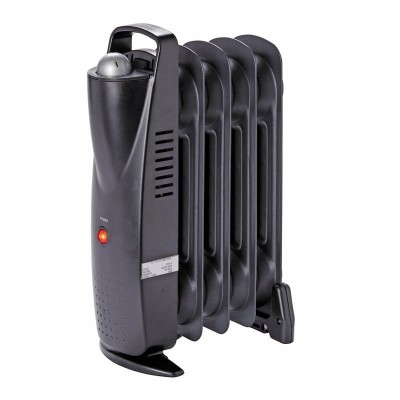Mini radiator cu ulei 500w, 5 elementi, termostat ajustabil, negru foto