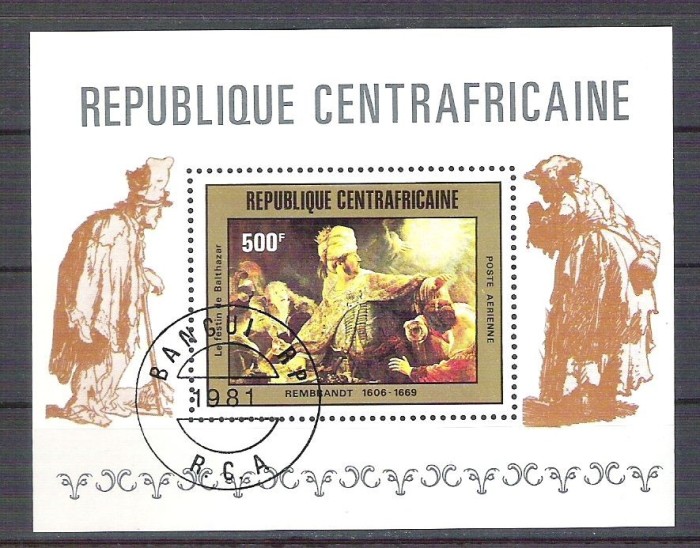 Central African Republic 1981 Painting, Rembrandt, perf. sheet, used O.009