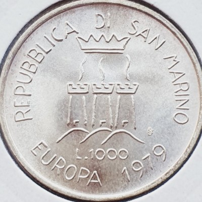685 San Marino 1000 Lire 1979 European Unity km 98 argint foto