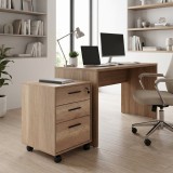 Cumpara ieftin Corp Mobil Adore New York Rollbox Office, 3 Sertare, sertar cu cheie, Natur, 45x63x51 cm