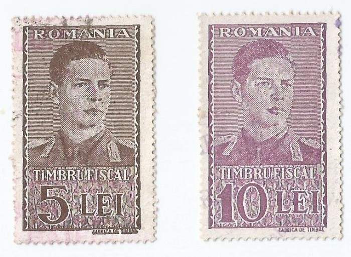 *Romania, lot 1006 cu 2 timbre fiscale generale, 1941, oblit.