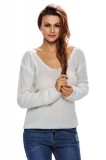 BL756-2 Bluza casual din tricot fin cu decolteu adanc in V