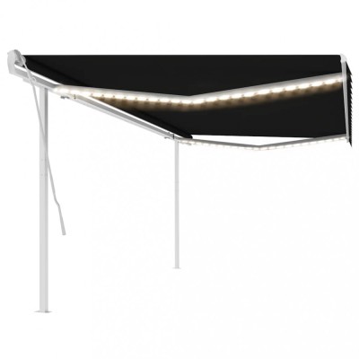 vidaXL Copertină retractabilă manual, cu LED, antracit, 5x3 m 3069984 foto