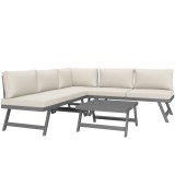 Outsunny Set mobilier de grădină colțar și convertibil 4 piese cu 2 canapele, 1 fotoliu de colț și 1 măsuță de cafea | Aosom Romania