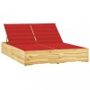 VidaXL Șezlong dublu cu perne roșii, lemn de pin tratat 3065975