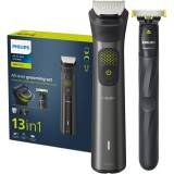 Set OneBlade &amp;amp; Aparat de tuns barba si parul 13 in 1 PHILIPS Multigroom All in One MG9530/15, tehnologie BeardSense si OneBlade, lame din otel cu