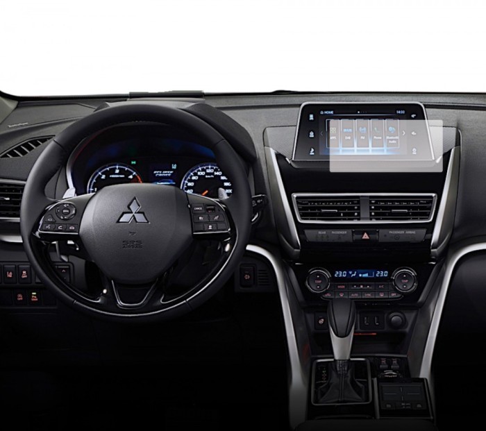 Folie protectie display navigatie Duragon, din silicon, pentru Mitsubishi Eclipse Cross 2017-2021, transparenta, anti-shock, kit instalare