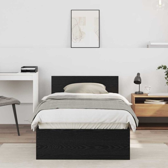vidaXL Cadru de pat Stejar negru 75 x 190 cm Lemn compozit