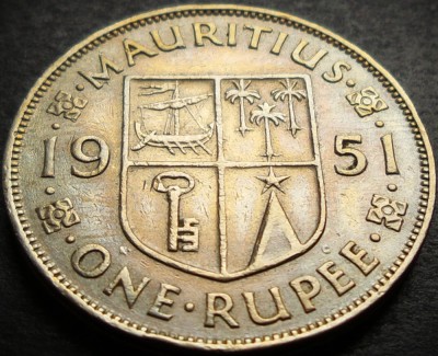 Moneda exotica 1 RUPIE - MAURITIUS/ BRITANIA, anul 1951 * cod 4266 B = George VI foto