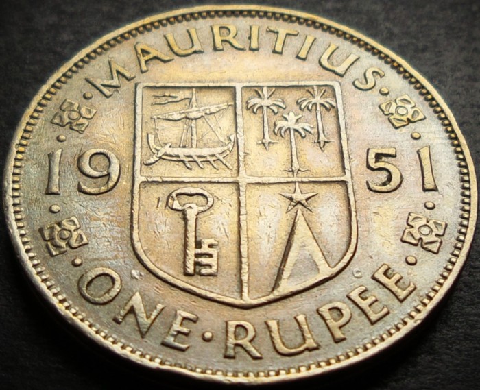 Moneda exotica 1 RUPIE - MAURITIUS/ BRITANIA, anul 1951 * cod 4266 B = George VI