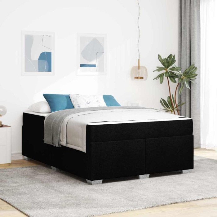 vidaXL Cadru de pat Altele Negru 140 x 200 cm țesătură