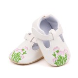 Pantofiori albi cu broderie florala (Marime Disponibila: 6-9 luni (Marimea 19