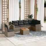 vidaXL Set canapele de grădină, 7 piese, cu perne, gri, poliratan 3256480