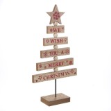 Brad Decorativ, Lemn, 30.5 cm, Mesaj &Ccedil;&times;We Wish You a Merry Christmas&Ccedil;Ł, Oem