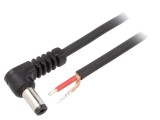 Cablu DC 5.5/2.1 cu Mufă &icirc;n Unghi Negru 1.5m 1x1mm2