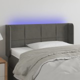 VidaXL Tăblie de pat cu LED, gri &icirc;nchis, 93x16x78/88 cm, catifea 3123273