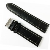 Cumpara ieftin Curea Piele Neagră Imprimeu Crocodil - 16mm, 18mm, 20mm, 22mm, 24mm - WZ2688