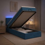Cumpara ieftin Pat Ottoman cu Saltea si LED Albastru inchis 80 x 200 cm