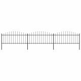 vidaXL Gard de grădină cu v&acirc;rf suliță, negru, (0,5-0,75) x 5,1 m, oțel
