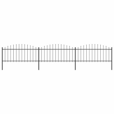vidaXL Gard de grădină cu v&amp;acirc;rf suliță, negru, (0,5-0,75) x 5,1 m, oțel foto