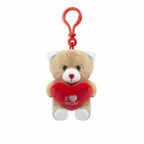 Ursulet de Plus Valentine&#039;s Day cu Inimioara &quot;I Love You&quot; si Agatator, 10 cm, Rosu/Bej, Bookidz