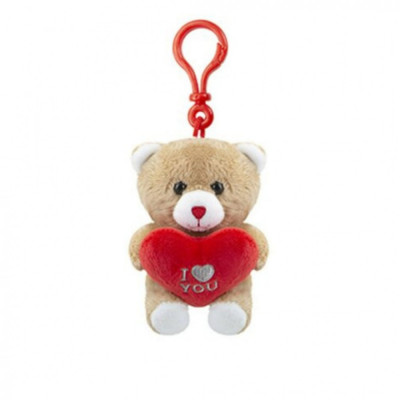 Ursulet de Plus Valentine&amp;#039;s Day cu Inimioara &amp;quot;I Love You&amp;quot; si Agatator, 10 cm, Rosu/Bej foto