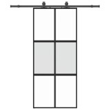 Cumpara ieftin Usa glisanta cu set feronerie neagra 90x205cm sticla securizata