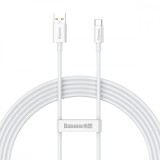 CABLU alimentare si date Baseus Superior, Fast Charging Data Cable pt. smartphone, USB la USB Type-C 100W, braided, 2m, alb &quot;P10320102214-03&quot; (timbru