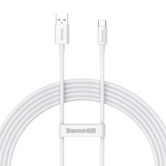 CABLU alimentare si date Baseus Superior, Fast Charging Data Cable pt. smartphone, USB la USB Type-C 100W, braided, 2m, alb &amp;quot;P10320102214-03&amp;quot; (timbru foto