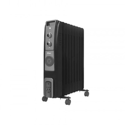 Calorifer electric cu ulei Zilan, 2500 W, termostat reglabil, 9 elementi, 3 nivele putere, 4 roti transport, indicator luminos, Negru foto
