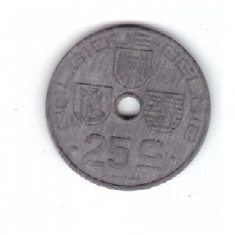 Moneda Belgia 25 centimes 1942, stare buna, curata