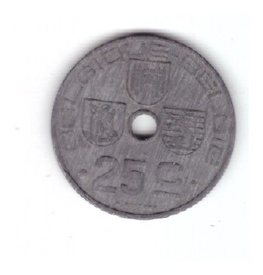 Moneda Belgia 25 centimes 1942, stare buna, curata foto