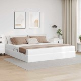 vidaXL Pat cu saltea și spațiu de depozitare cu saltea 2 pcs Alb Piele 3399625