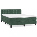 Cumpara ieftin Pat box spring cu saltea, verde inchis, 140x200 cm, catifea