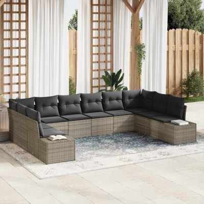 vidaXL Set de canapele pentru grădină 10 pcs Gri 344 x 209 x 85 cm 3355908 foto