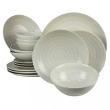 Set farfurii 16 piese, 4 persoane, Ivory, Alb Ivoire, linii elegante