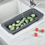 Strecurătoare extensibilă pentru chiuvetă, plastic gri, cu m&acirc;nere, 36x20x5.5cm, CMCLASS