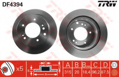 Disc frana KIA SORENTO I (JC) (2002 - 2009) TRW DF4394 foto