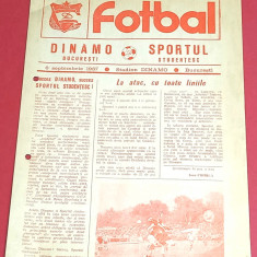 Program meci fotbal DINAMO Bucuresti - SPORTUL Studentesc (06.09.1987)