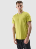 Tricou regular de antrenament din material reciclat pentru bărbați - verde iarbă, 4F Sportswear