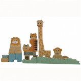 Cuburi din lemn natur animalele junglei Egmont Toys 27 piese