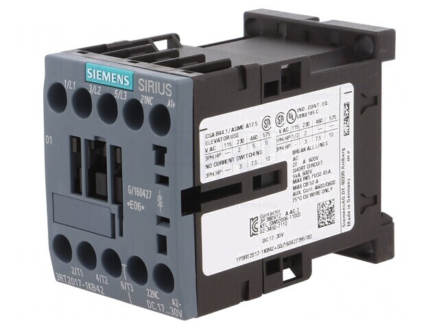 Contactor 3 Polari NO și NC 24VDC 12A 690V